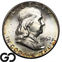 1962 Franklin Half Dollar, Lustrous Gem BU++