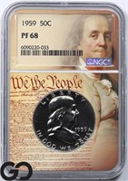 1959 Franklin Half Dollar PROOF NGCPF68 Guide $175