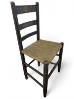 Antique Painted Ladder Back Chair w/ Rush Seat