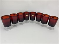 Vintage Luminarc Ruby Red w/Clear Stem Glasses