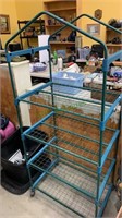 5 foot plastic and metal storage rack on caster