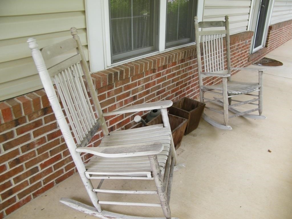 (2) Cracker Barrel Style Front Porch Wood Rockers