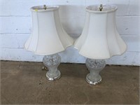 (2) Vtg. Pattern Glass Table Lamps