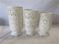 3 Metal Candle Holders 6 1/2" T