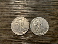 (2) Walking Liberty 1/2 Dollar