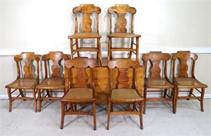 19th C. Figured Maple Drop Leaf Table & Chairs