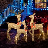 VIKIMORA Lighted Xmas Deer Set with LED Lights