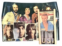 Vtg. Music Posters, Ad Photos Bowie, Beatles, Who+
