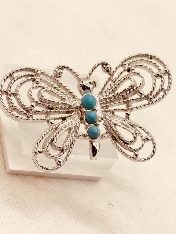 Signed Gerry's Butterfly w/ Turquoise 2.2"
