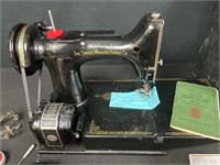 Singer portable, sewing machine with box and