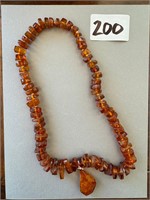 Polished Raw Amber Necklace 24"