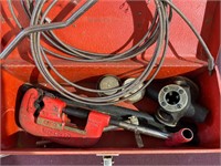 Reed pipe cutter and thread cutter in Kennedy box