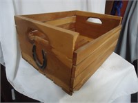 Wooden box with horseshoe decor