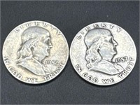 1952 and 1957 Franklin Silver Half Dollars