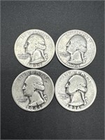 (4) Washington Silver Quarter Dollars