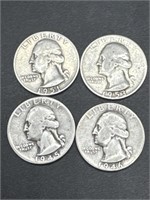 (4) Washington Silver Quarters