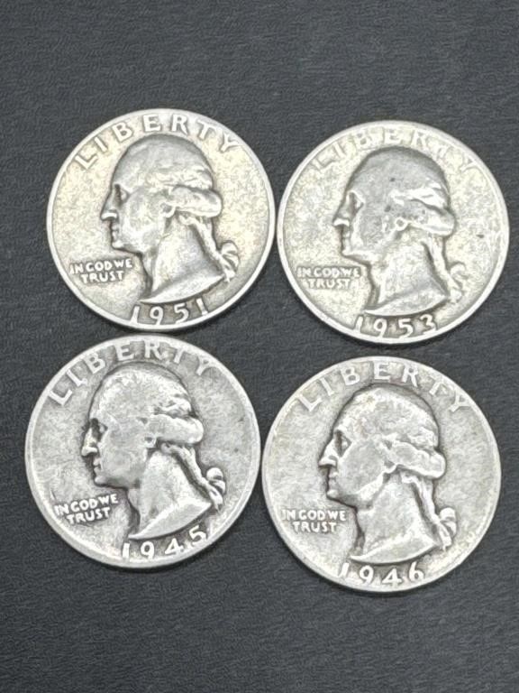 (4) Washington Silver Quarters