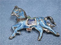 Vtg S.S. Enameled Hallmarked Brooch