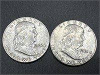 1961-P and 1962-D Franklin Silver Half Dollars