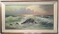 "Sea At Sunset" D. Albert Oil On Canvas