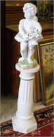 Vintage Italian Glazed Terracotta Putti & Pedestal