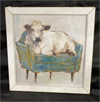 Cow on Couch Framed Art