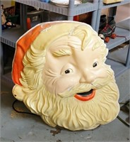 VINTAGE SANTA CLAUS HEAD MOUNTED ON WOOD