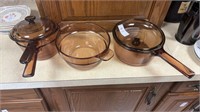 Lot of Pyrex Visions Amber Cookware