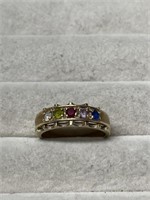 10k Gold Size 7 Multicolor Gemstone Ring