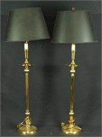 PAIR OF BRASS CANDLESTICK LAMPS
