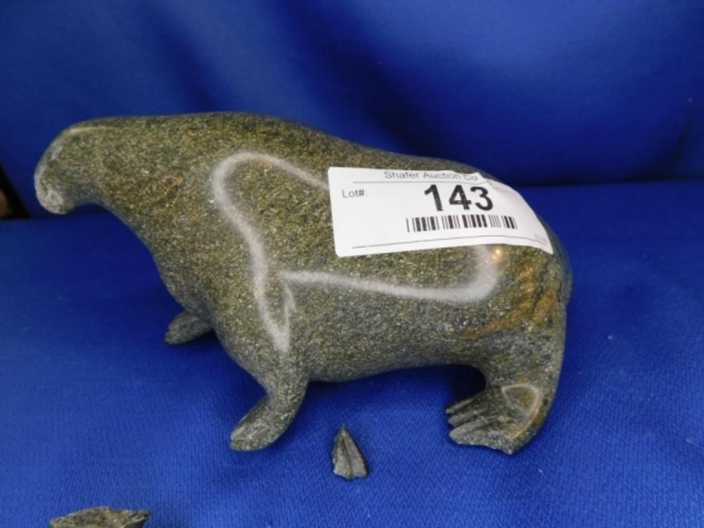 Inuit Soapstone Carving - Seal (broken) 7.5"