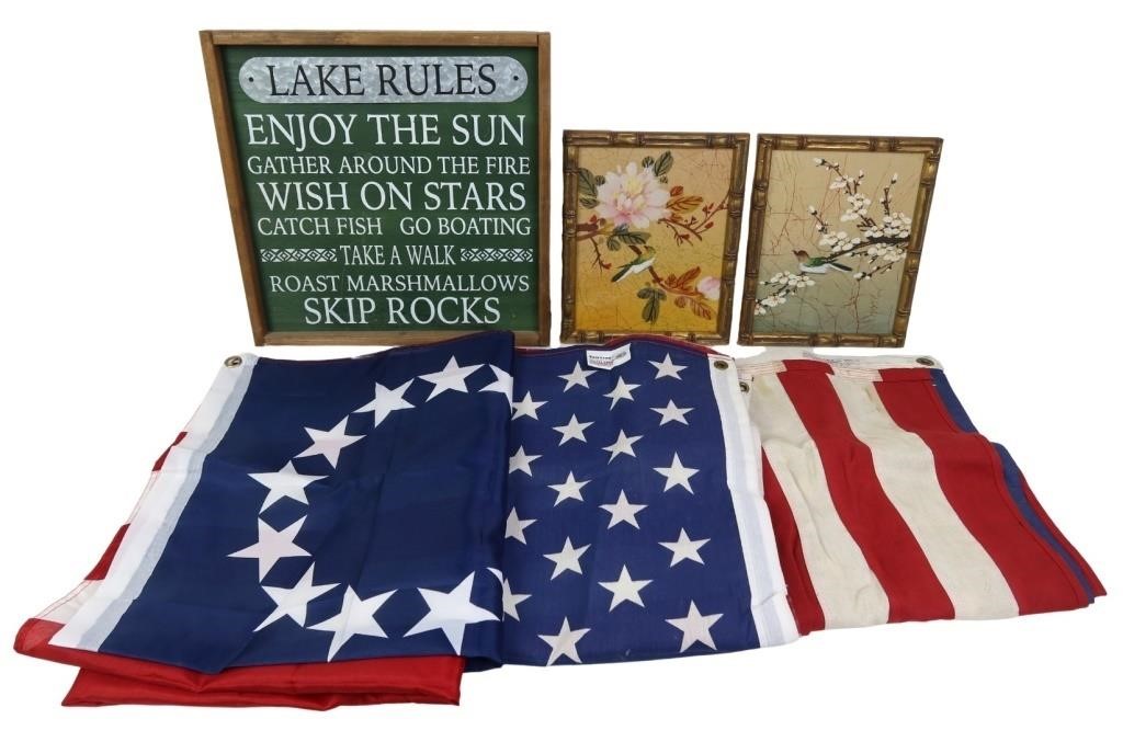 VARIOUS FLAGS AND WALL ART