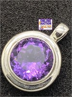 Large 3.7 Purple Amehyst Gem in Round Setting