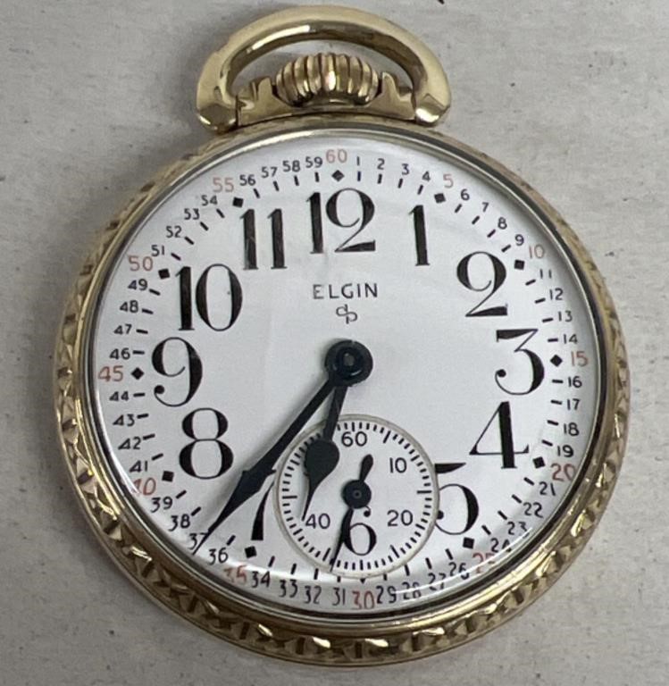 Elgin #616, 17J, Size 16 RR pocket watch 128-1054