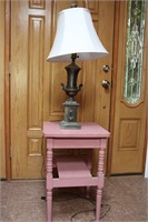 Pink Side Table & Lamp