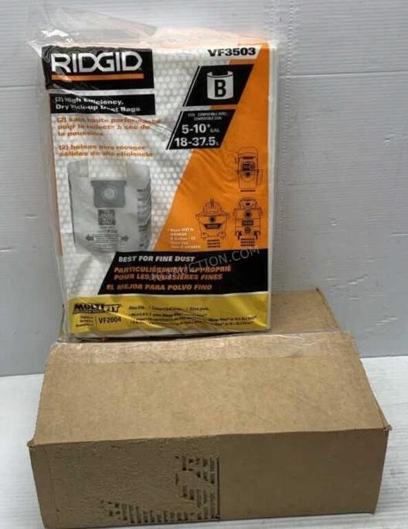 Case of 12 Ridgid Dry Pick Up Dust Bags - NEW