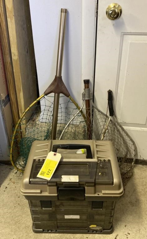 Tackle Box and Fishing Nets, 15x12x15in and