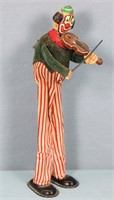 Vintage TPS Wind-Up Clown Playing Violin Tin Toy