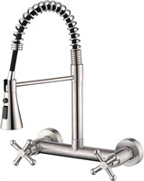 Wall Mount Kitchen Faucet  Brushed Finish