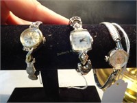 3 14Kt Ladies Vintage Watches On Bands