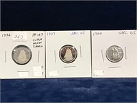 1986, 87, 88  Canadian Dimes    PL65 & 67