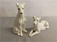 2 Porcelain Greyhound Figures
