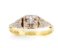 Art Deco solitaire diamond and 18ct gold ring