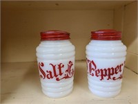 Vintage White Glass Salt & Pepper