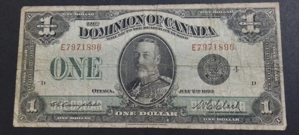 1923 Canada $1 Banknote VG8
