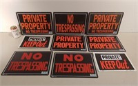 Nine Private Property/No Tresspassing Signs- 7