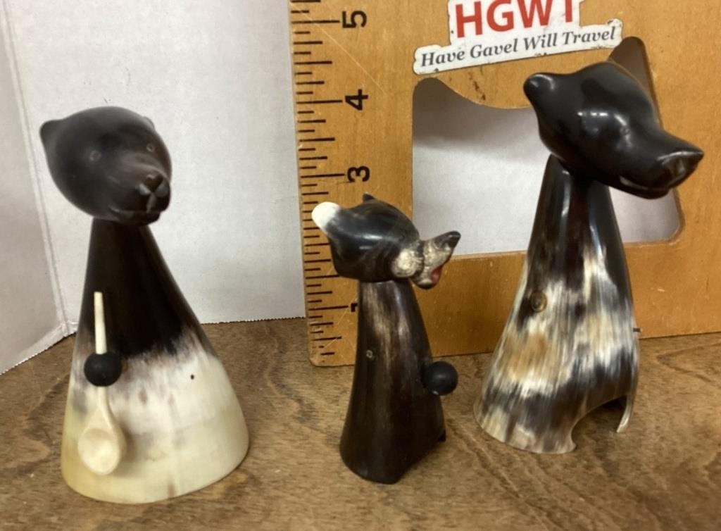Carved horn animals