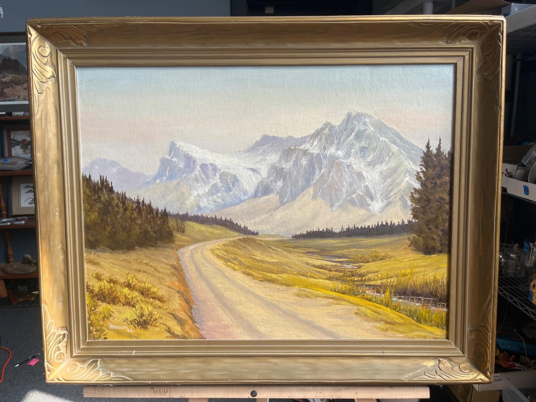 Signed Mountain landscape painting
