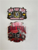 2- Large Vintage Metal Harley Davidson Pins