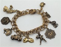Gold Filled Bracelet W Costume & Sterling Charms